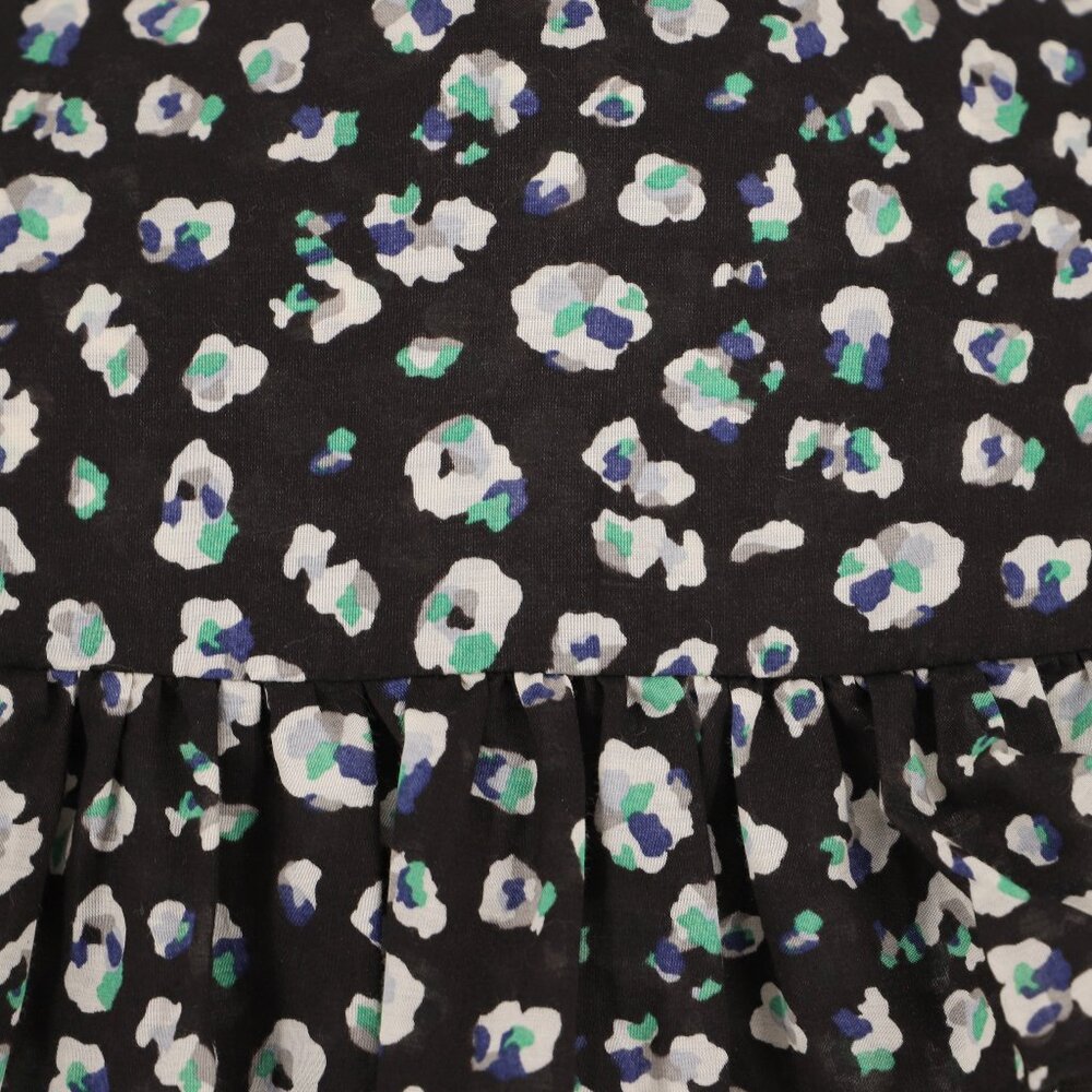 ba&sh Blake Blouse Ruffled Yoke Abstract Printed Long Sleeve Black Green Size M - Picture 7 of 9